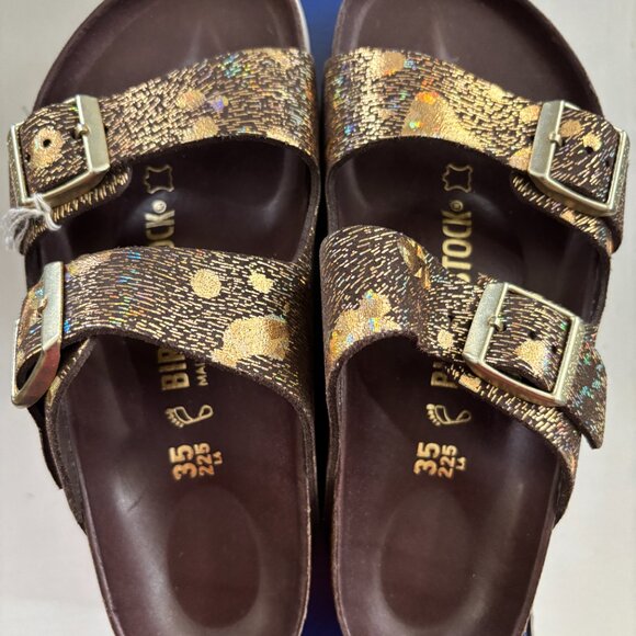 NIB | Birkenstock Arizona Big Buckle Spotted Metallic Brown Regular Width EU 35 - Picture 5 of 9